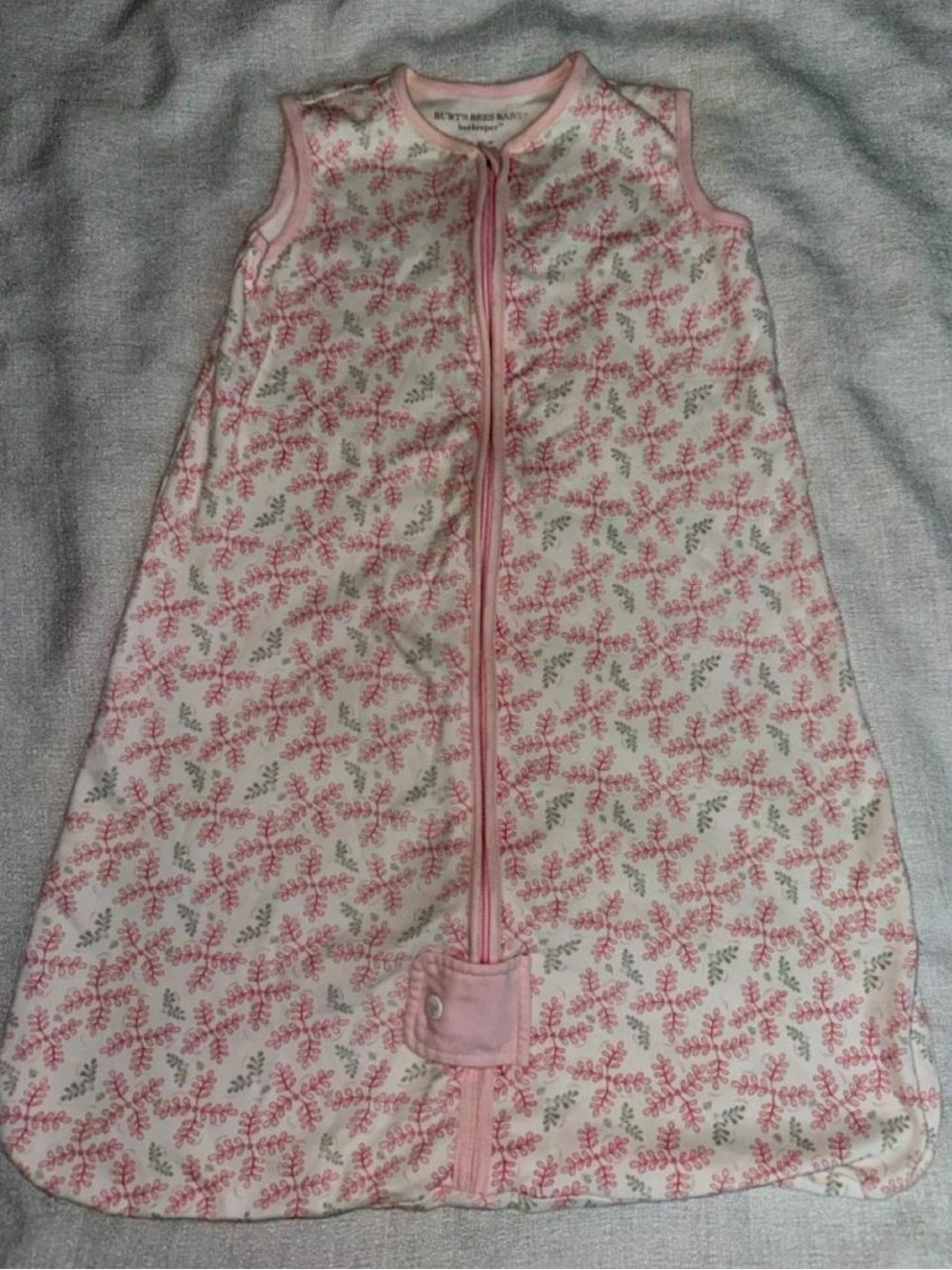 Cotton Burts Bees Sleeveless Pink Floral Baby Sleep Sack